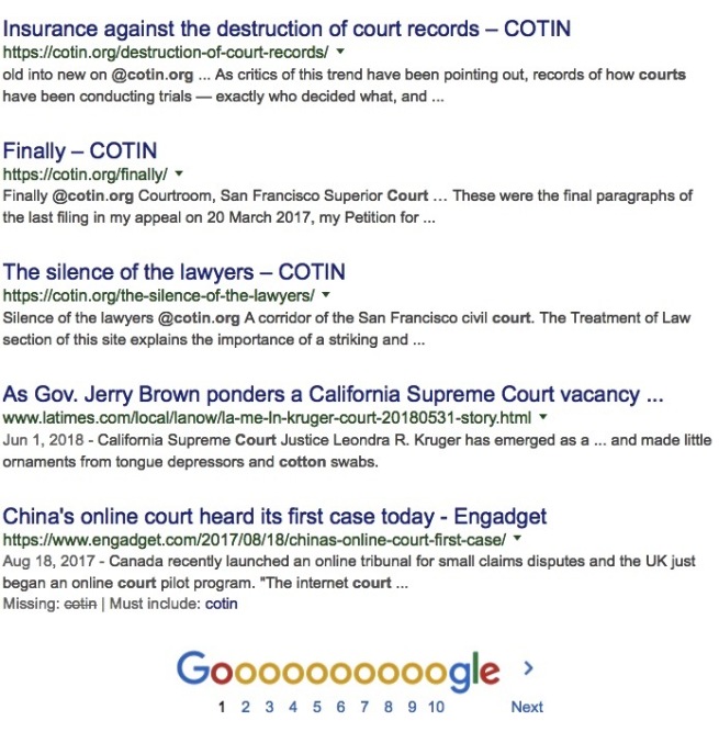 google search results p1LOWER HALF for 'cotin.org courts'