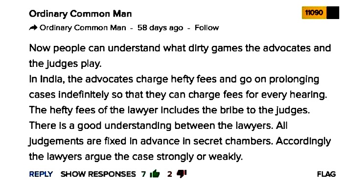 5 Reader comment Times of India 26 September 2018 COTIN.org